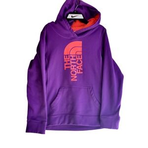 The North Face Women's M Purple Hoodie Sweatshirt Pink Logo Pullover Y2K